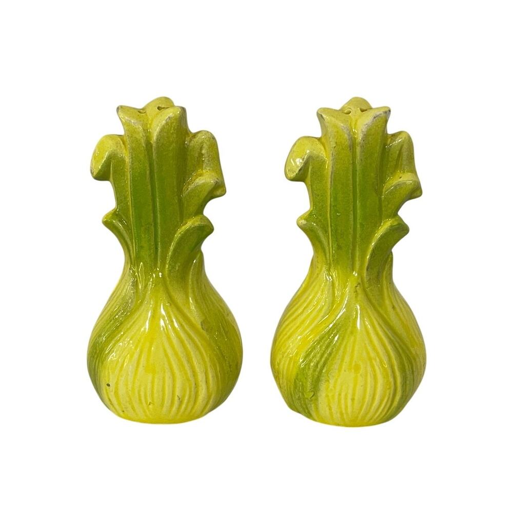 Vintage Japan Ceramic Corn‎ Salt Pepper Shakers Set Yellow Green Veggie Kitsch